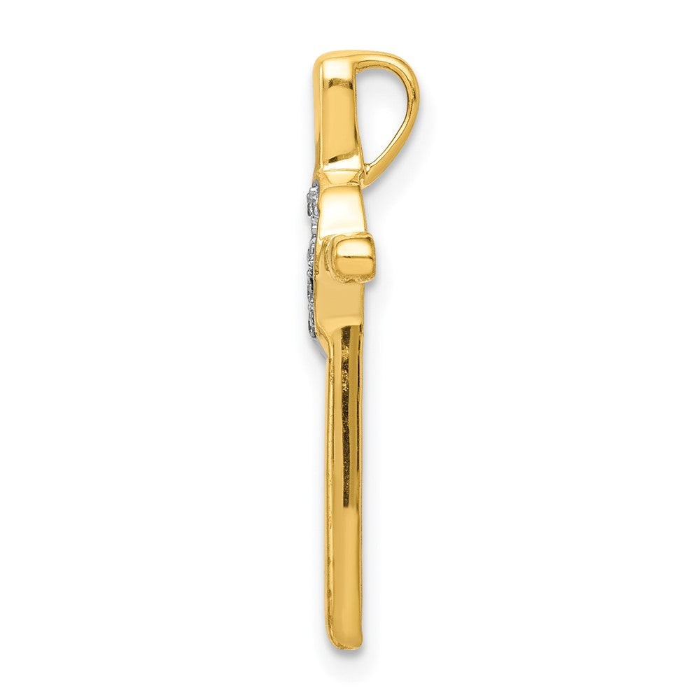 14K Gelbgold.02ct. Echt Diamant Herz Kreuz Kette Anhänger