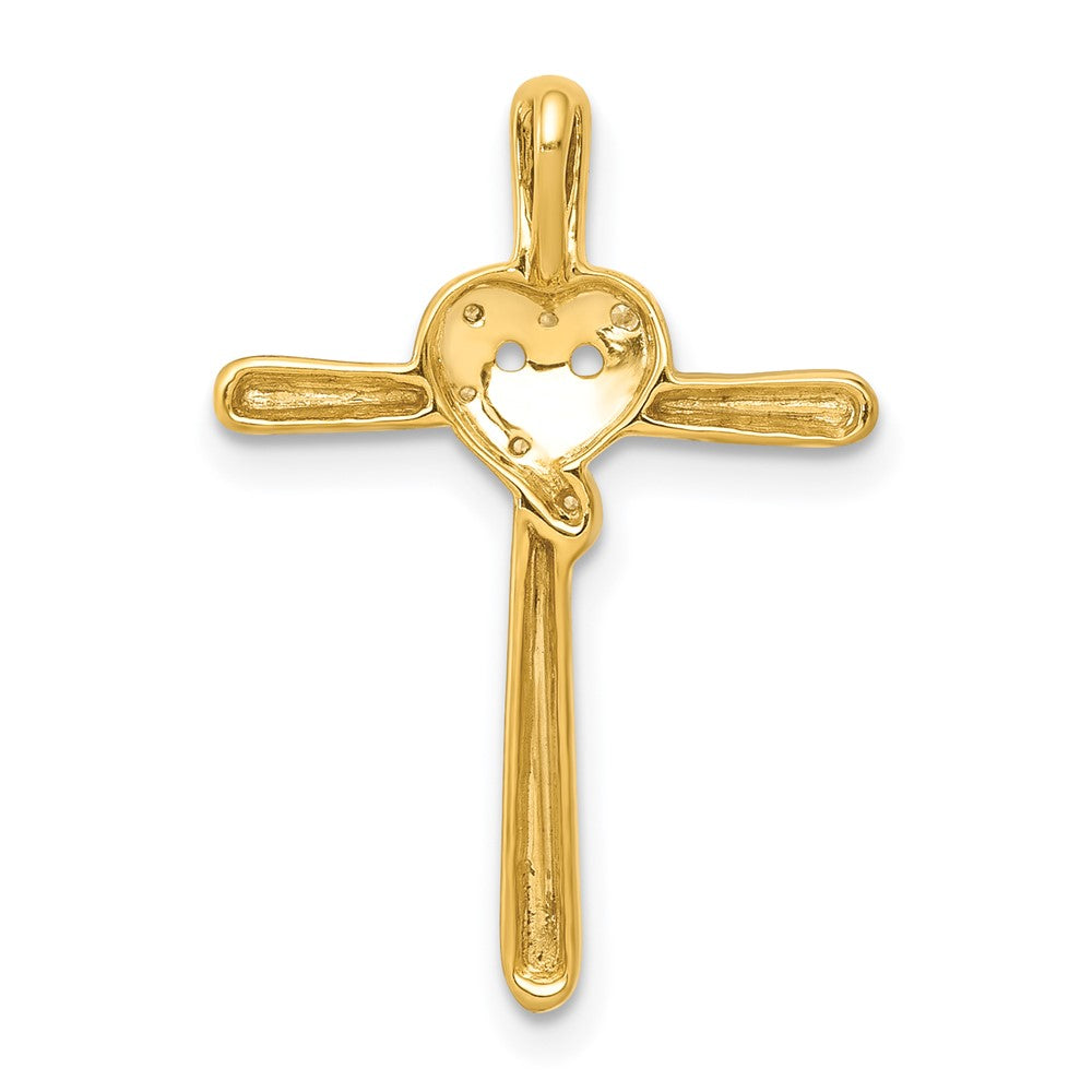 14K Gelbgold.02ct. Echt Diamant Herz Kreuz Kette Anhänger