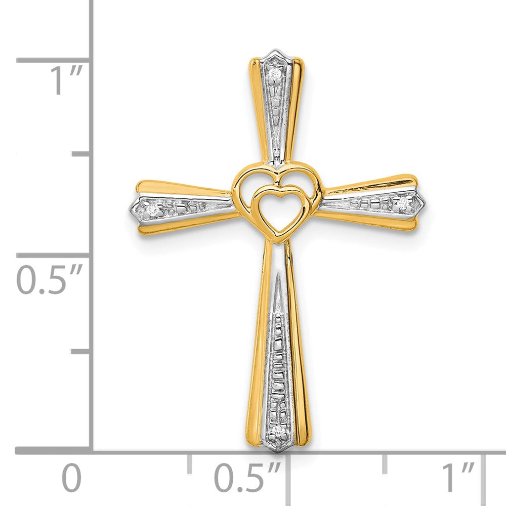 10K Gelb mit Rhodium 10K Rhodium Diamant Kreuz Anhänger