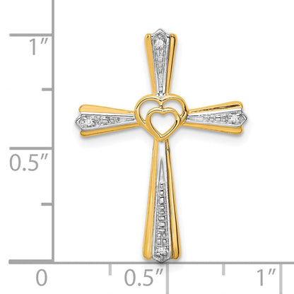 10K Gelb mit Rhodium 10K Rhodium Diamant Kreuz Anhänger