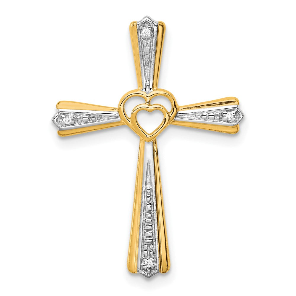 10K Gelb mit Rhodium 10K Rhodium Diamant Kreuz Anhänger