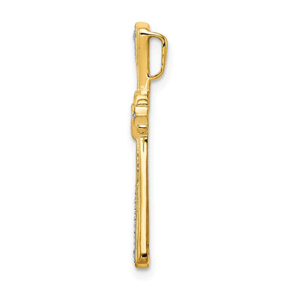 14K Gelbgold mit Rhodium Echter-Diamant-Kreuzanhänger