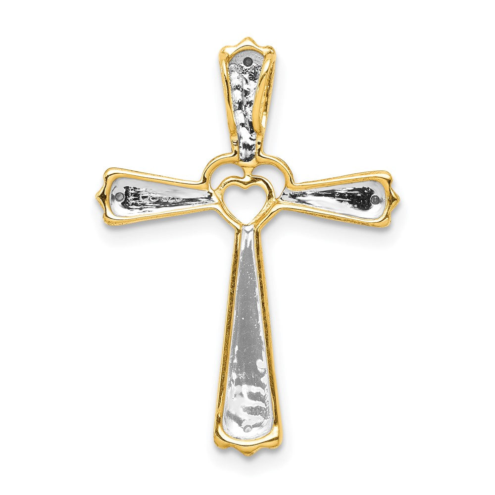 14K Gelbgold mit Rhodium Echter-Diamant-Kreuzanhänger