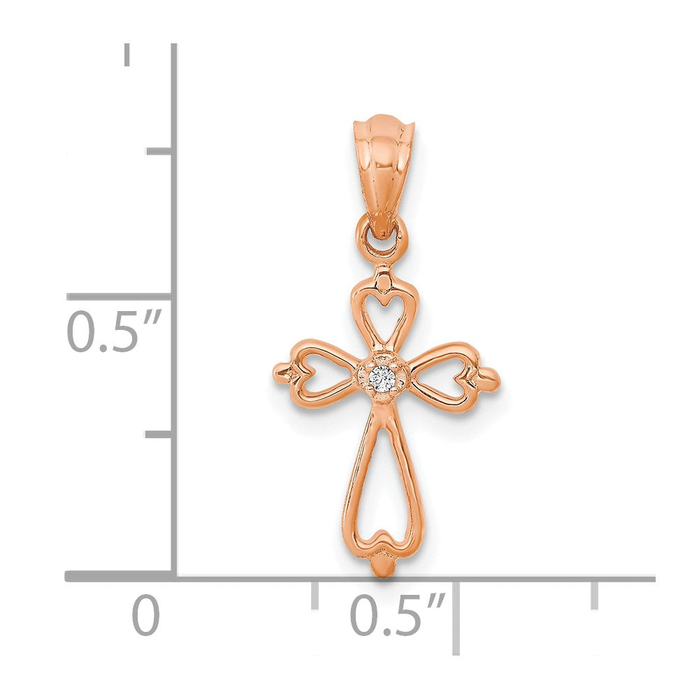 10K Roségold 10K Diamant Accented Kreuz Anhänger