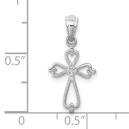 10K Weißgold 10K Diamant Accented Kreuz Anhänger