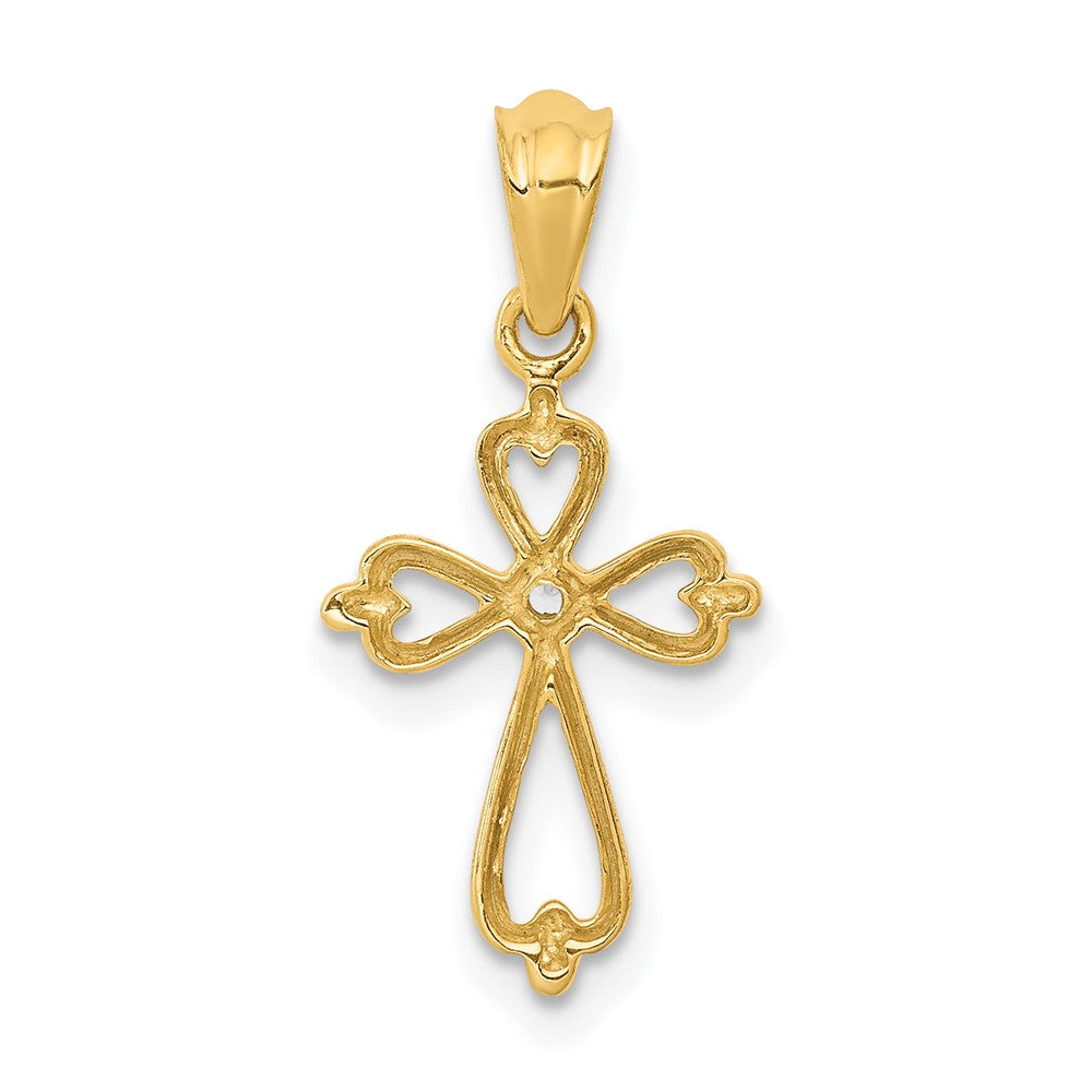 10K Gelbgold 10K Diamant Accented Kreuz Anhänger
