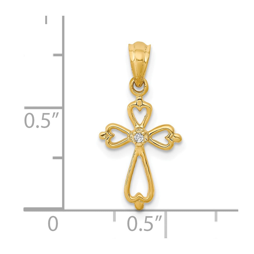 10K Gelbgold 10K Diamant Accented Kreuz Anhänger