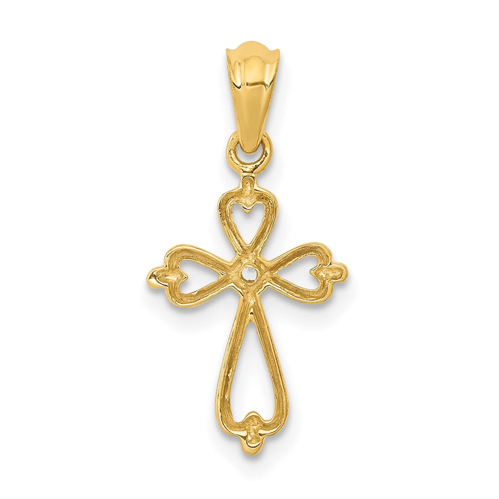 14K Gelbgold Kreuzanhänger mit echten Diamantakzenten