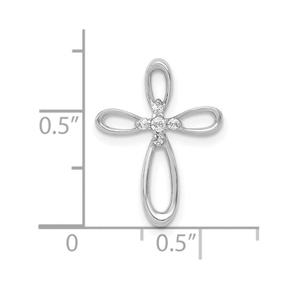 10K Weißgold 10K 1/20ct. Diamant Kreuz Kette Anhänger