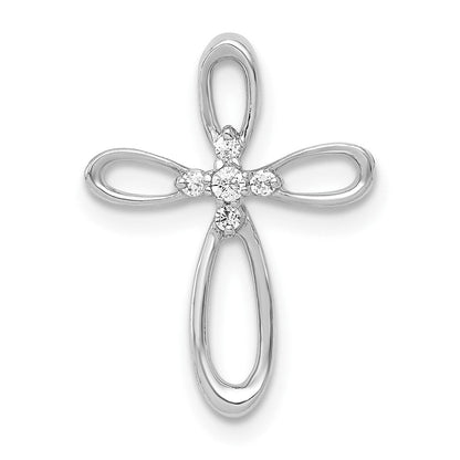 10K Weißgold 10K 1/20ct. Diamant Kreuz Kette Anhänger