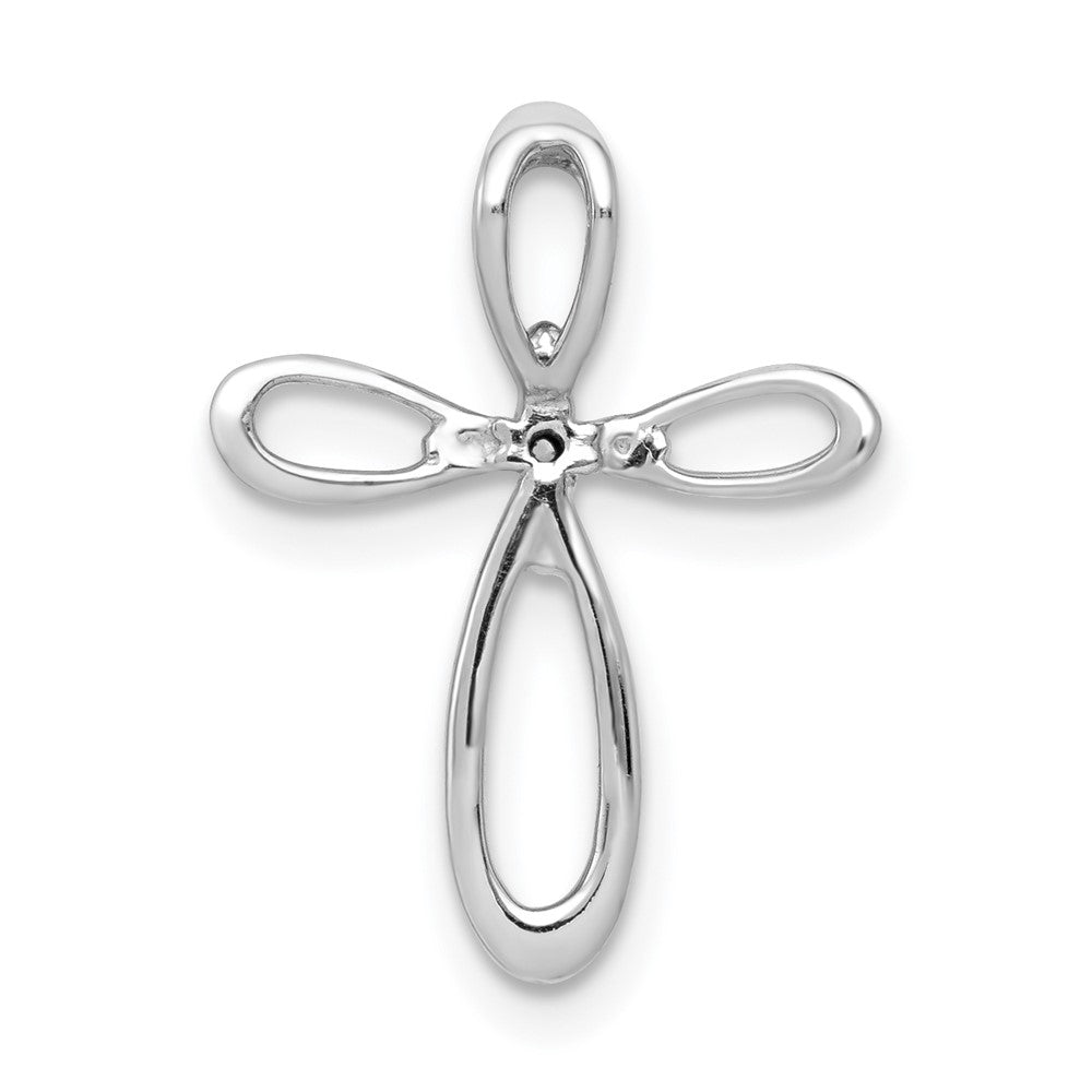 14K Weißgold 1/20ct. Echt Diamant Kreuz Kette Anhänger