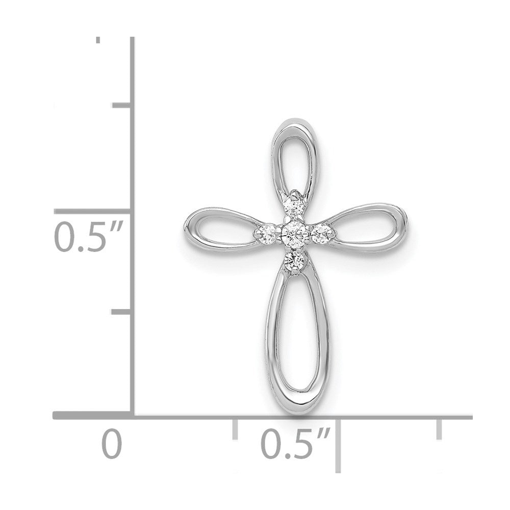 14K Weißgold 1/20ct. Echt Diamant Kreuz Kette Anhänger