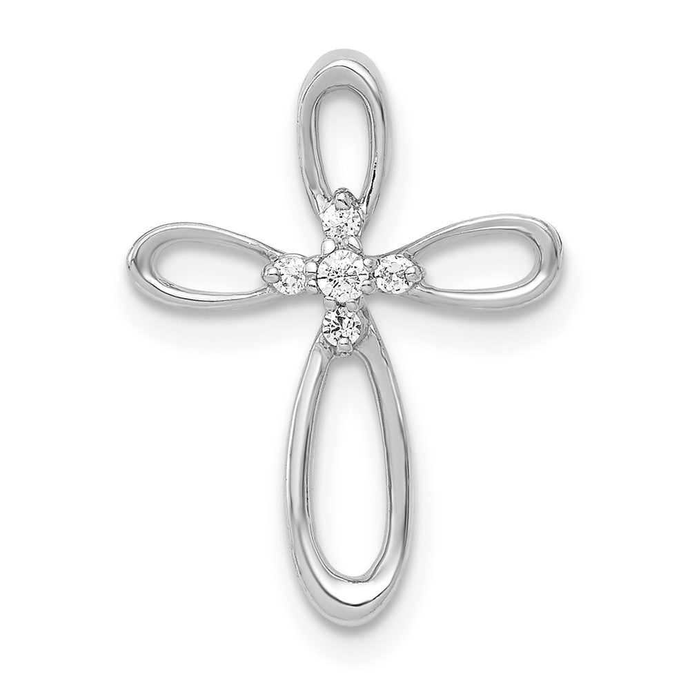 14K Weißgold 1/20ct. Echt Diamant Kreuz Kette Anhänger