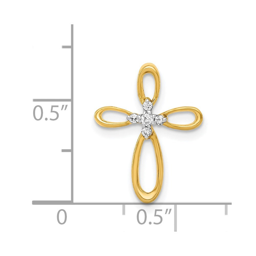 14K Gelbgold Kreuz-Gleitanhänger mit echten Diamanten