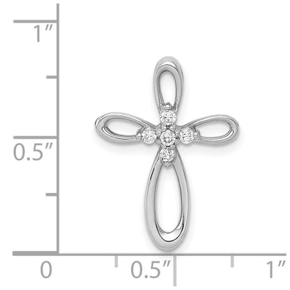 14K Weißgold 1/10ct. Echt Diamant Kreuz Kette Anhänger