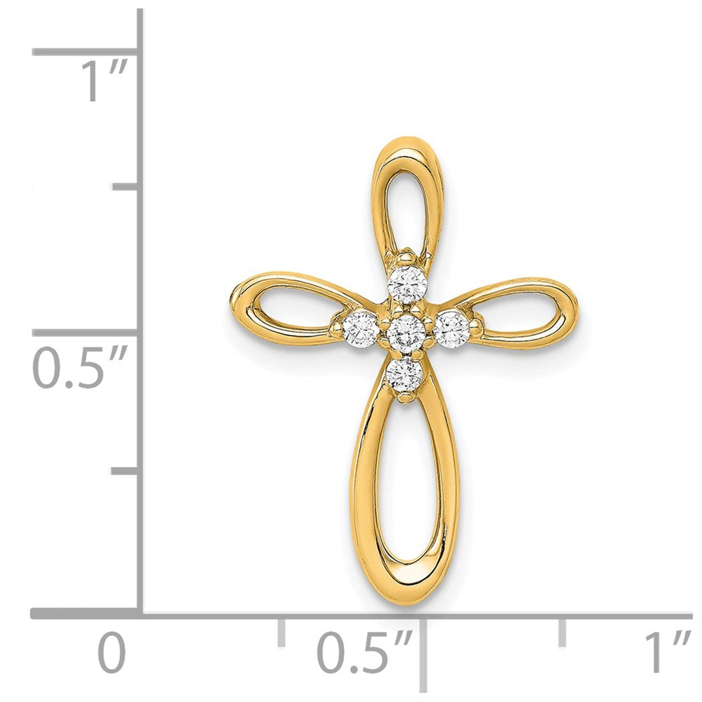 14K Gelbgold 1/10ct. Echt Diamant Kreuz Kette Anhänger