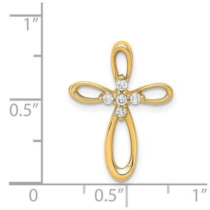 14K Gelbgold 1/10ct. Echt Diamant Kreuz Kette Anhänger