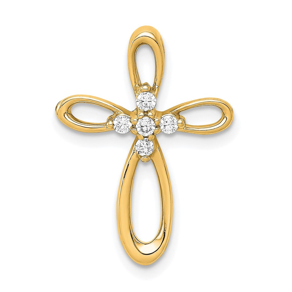 14K Gelbgold 1/10ct. Echt Diamant Kreuz Kette Anhänger