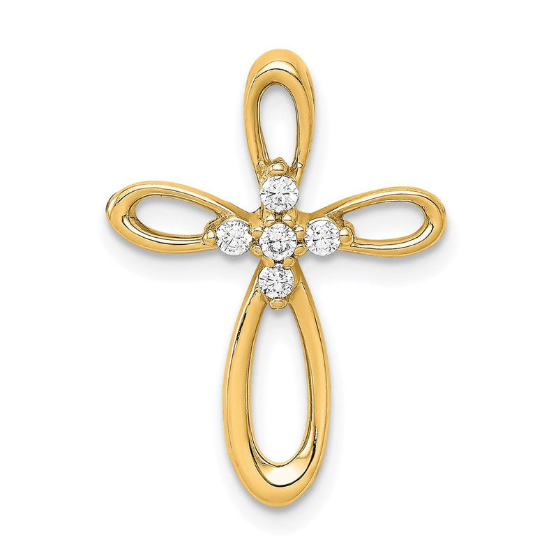 14K Gelbgold 1/10ct. Echt Diamant Kreuz Kette Anhänger