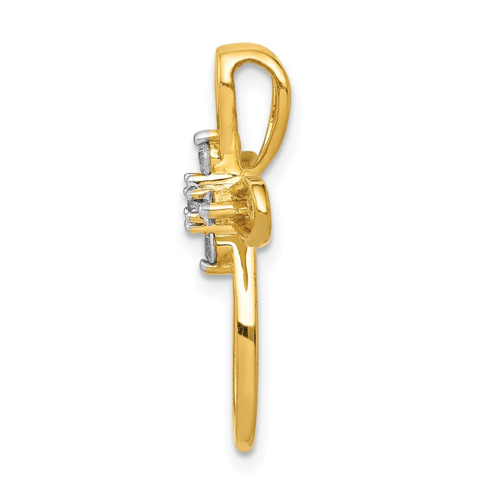 14K Gelbgold 1/5ct. Echt Diamant Kreuz Kette Anhänger