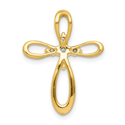 14K Gelbgold 1/5ct. Echt Diamant Kreuz Kette Anhänger