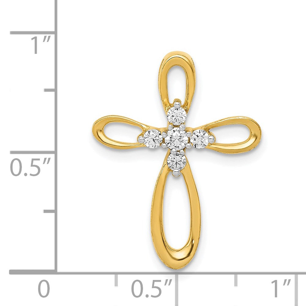 14K Gelbgold 1/5ct. Echt Diamant Kreuz Kette Anhänger