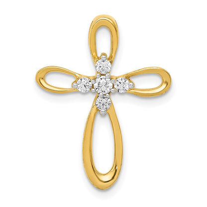 14K Gelbgold 1/5ct. Echt Diamant Kreuz Kette Anhänger
