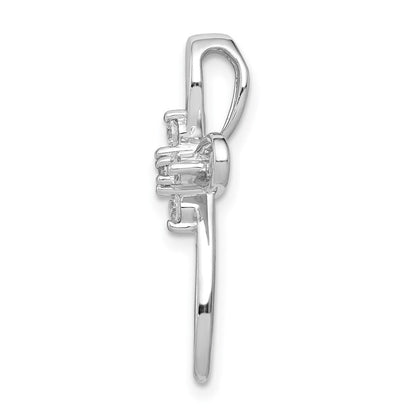 14K Weißgold 1/5ct. Echt Diamant Kreuz Kette Anhänger