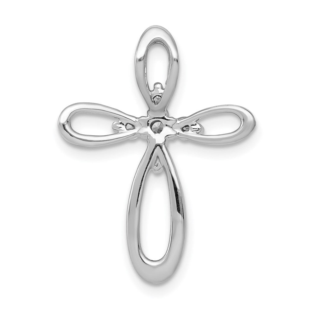 14K Weißgold 1/5ct. Echt Diamant Kreuz Kette Anhänger