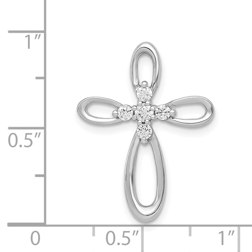 14K Weißgold 1/5ct. Echt Diamant Kreuz Kette Anhänger