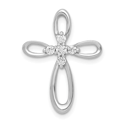 14K Weißgold 1/5ct. Echt Diamant Kreuz Kette Anhänger
