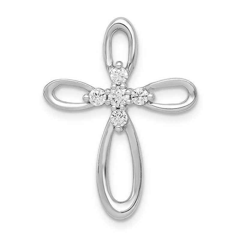 14K Weißgold 1/5ct. Echt Diamant Kreuz Kette Anhänger