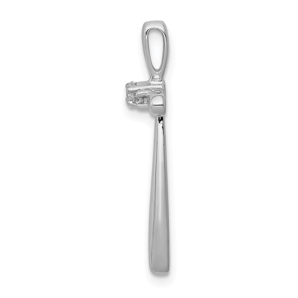 14K Weißgold 1/10ct. Echt Diamant Kreuz Kette Anhänger