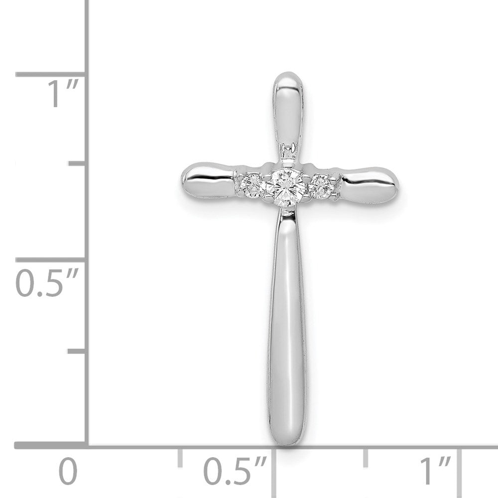 14K Weißgold 1/10ct. Echt Diamant Kreuz Kette Anhänger