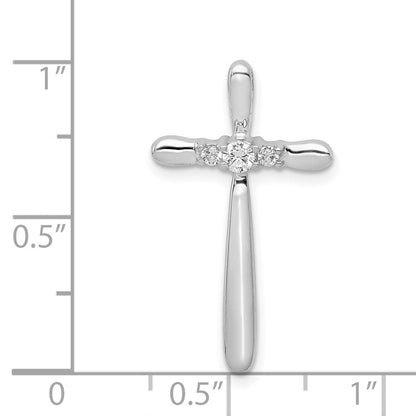 14K Weißgold 1/10ct. Echt Diamant Kreuz Kette Anhänger
