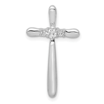 14K Weißgold 1/10ct. Echt Diamant Kreuz Kette Anhänger