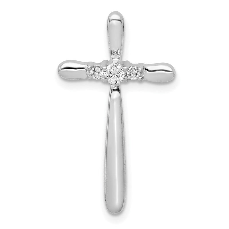 14K Weißgold 1/10ct. Echt Diamant Kreuz Kette Anhänger