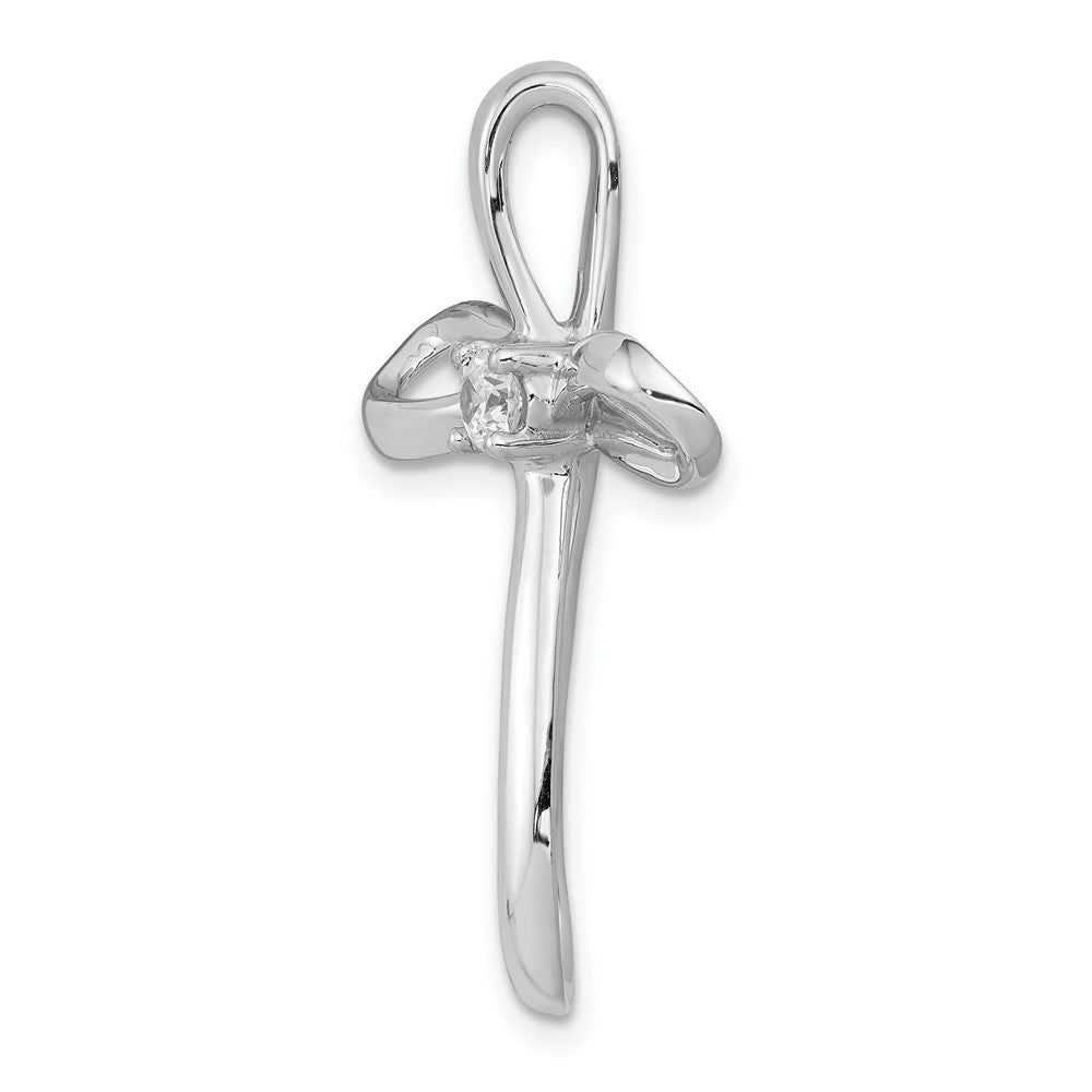 14K Weißgold 1/6ct. Echt Diamant Kreuz Kette Anhänger