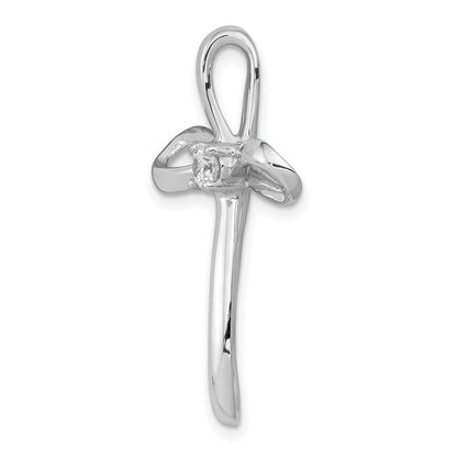 14K Weißgold 1/6ct. Echt Diamant Kreuz Kette Anhänger