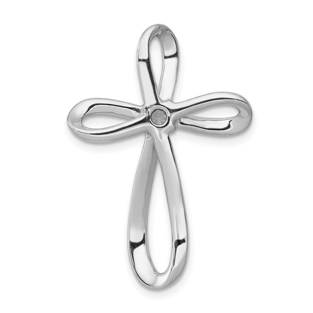 14K Weißgold 1/6ct. Echt Diamant Kreuz Kette Anhänger