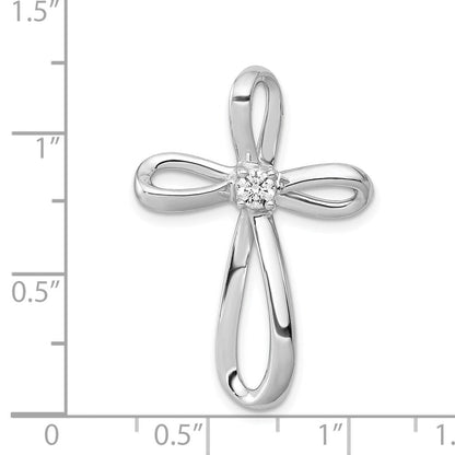 14K Weißgold 1/6ct. Echt Diamant Kreuz Kette Anhänger