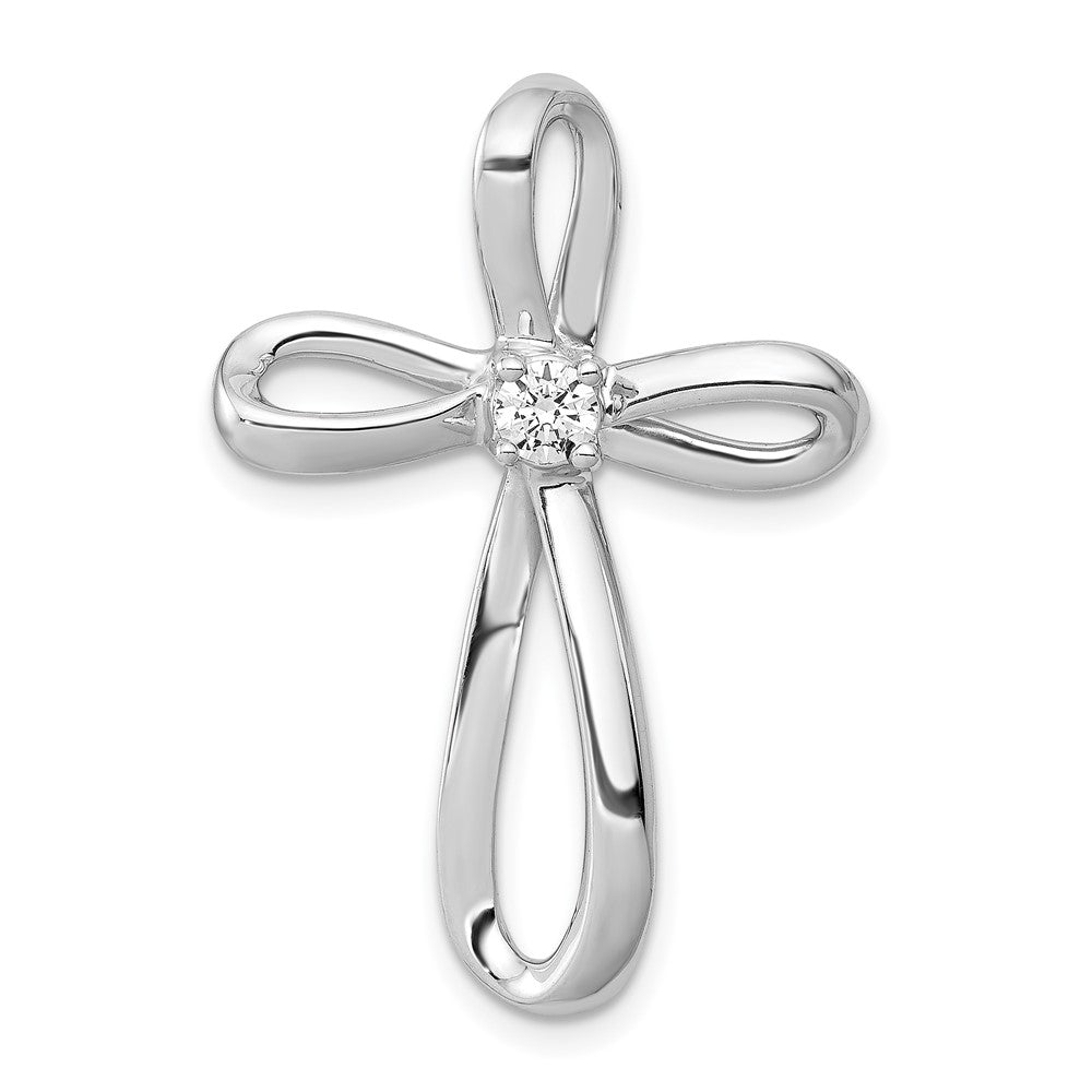 14K Weißgold 1/6ct. Echt Diamant Kreuz Kette Anhänger
