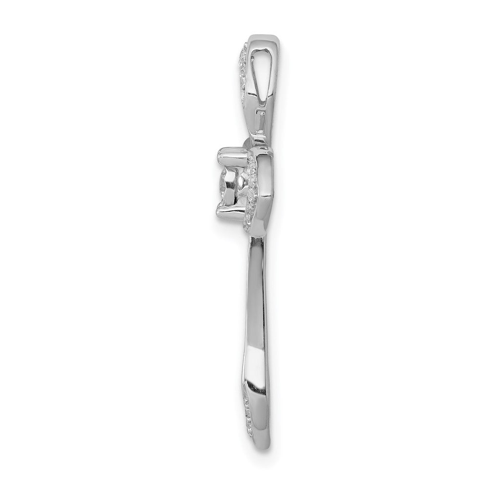 14K Weißgold 1/8ct. Echt Diamant Kreuz Kette Anhänger