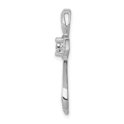 14K Weißgold 1/8ct. Echt Diamant Kreuz Kette Anhänger