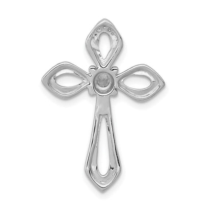 14K Weißgold 1/8ct. Echt Diamant Kreuz Kette Anhänger