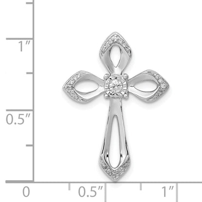 14K Weißgold 1/8ct. Echt Diamant Kreuz Kette Anhänger