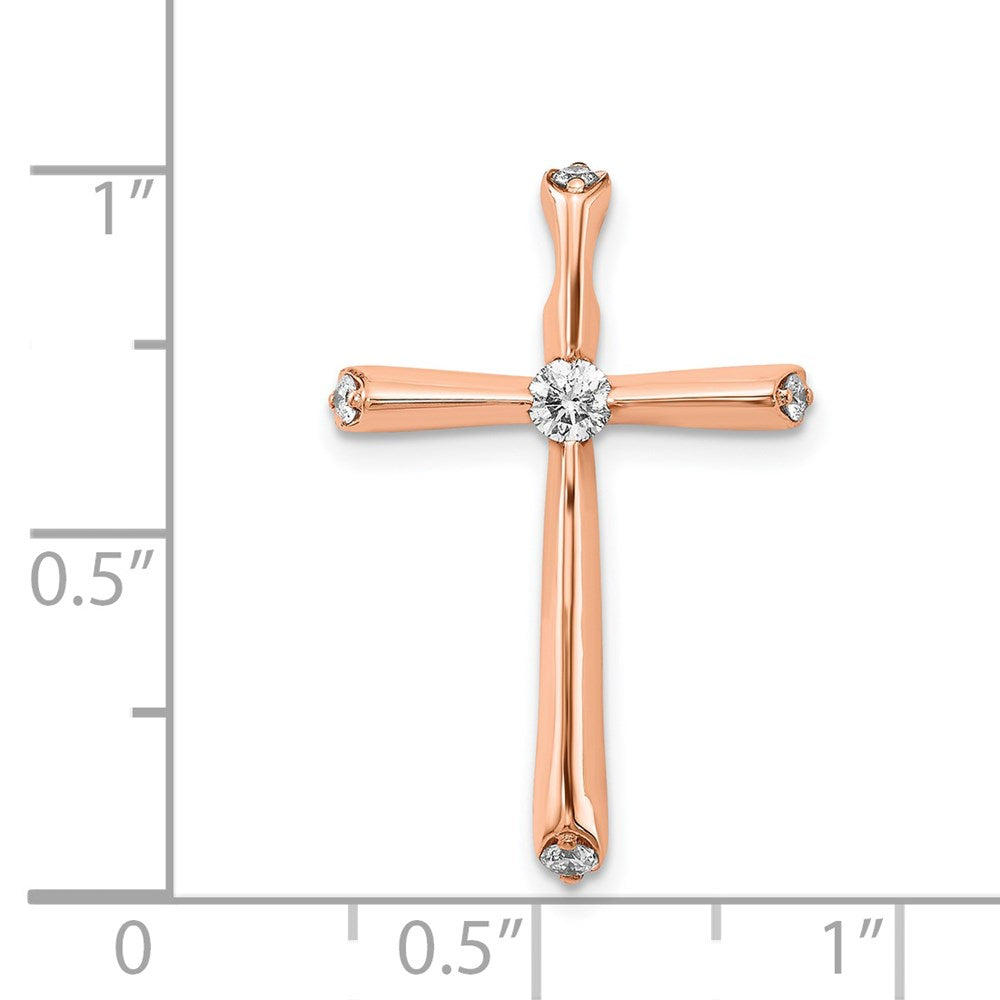 14K Roségold 1/5ct. Echt Diamant Kreuz Kette Anhänger