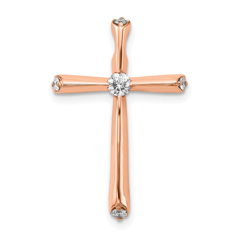 14K Roségold 1/5ct. Echt Diamant Kreuz Kette Anhänger