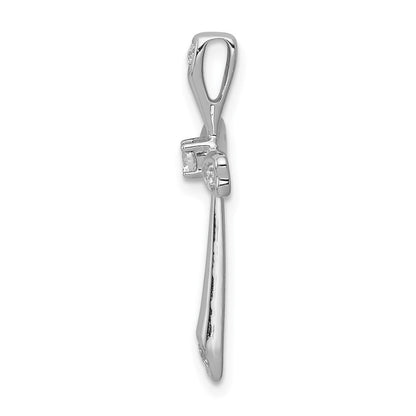 14K Weißgold 1/10ct. Echt Diamant Kreuz Kette Anhänger
