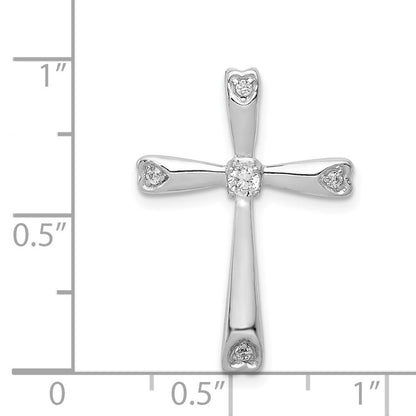 14K Weißgold 1/10ct. Echt Diamant Kreuz Kette Anhänger